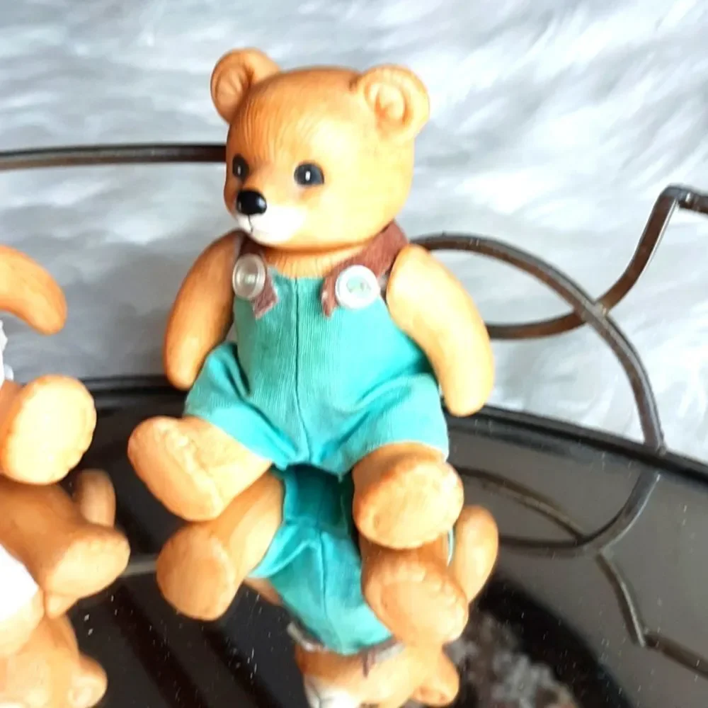 VINTAGE 2 Homeco Porcelin 1983 Bears Moving Arms Girl &Boy‎